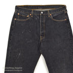 Levi's 501 BLACK DENIM PANTS Made in USA ORANGE STITCH... W34/L32