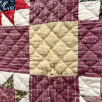 ANTIQUE BEAR'S PAW PATCHWORK QILT MAROON... 197cm/194cm