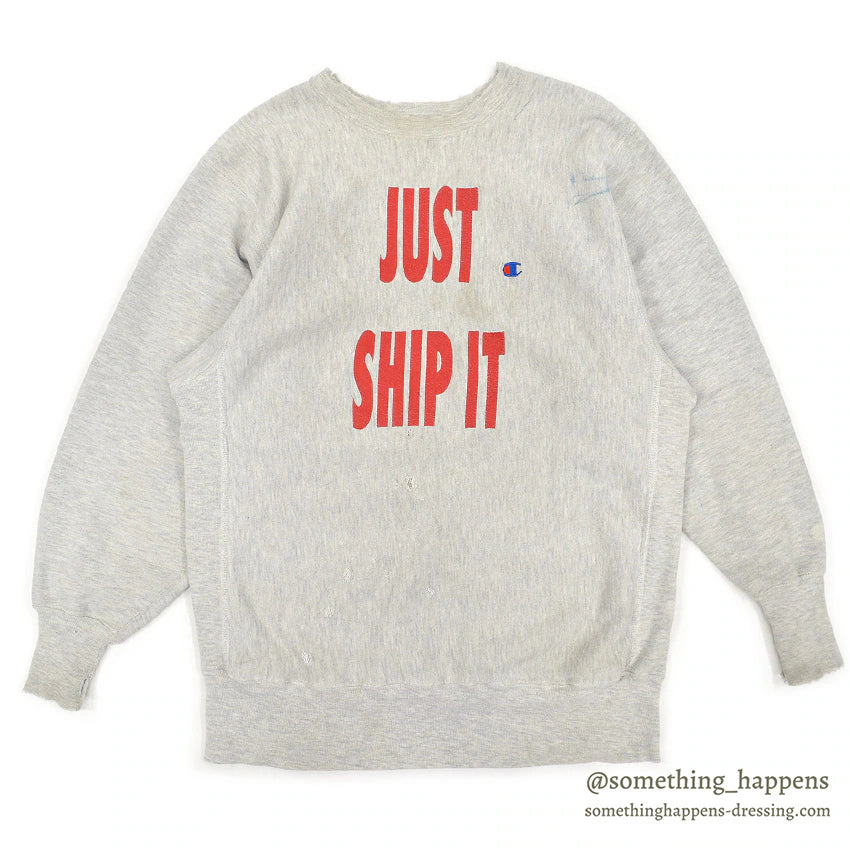 1990's CHAMPION JUST SHIP IT REVERSE WEAVE SWEAT SHIRT HEAVY WORN... XL