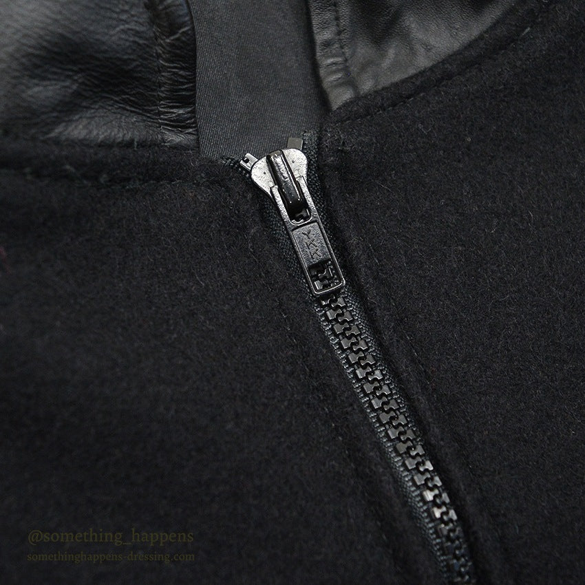 1990's~ CHARMED ALL BALCK WOOL / LEATHER JACKET .... M