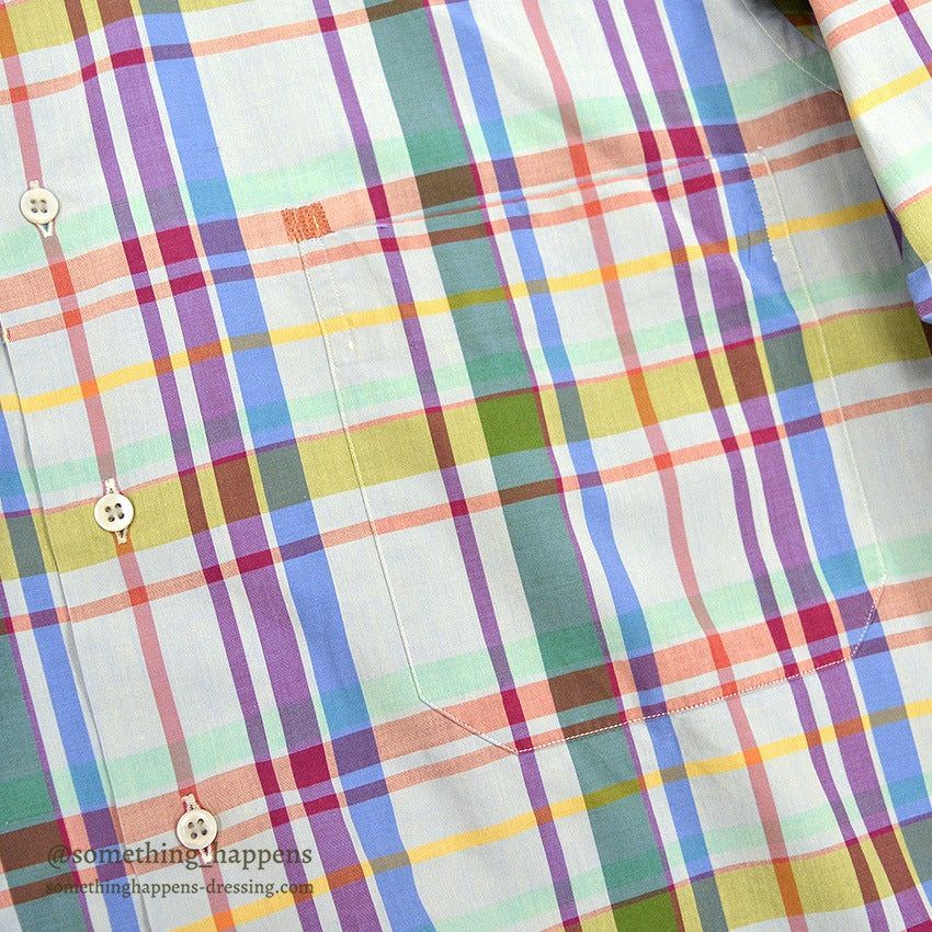 ~1980's CUZZENS PLAID COTTON DRESS SHIRT MADE IN IATLY 2 ... L