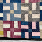 ANTIQUE WHIRLING LOGS SWASTIKA CRAZY PATCHWORK QUILT... 202cm/166cm