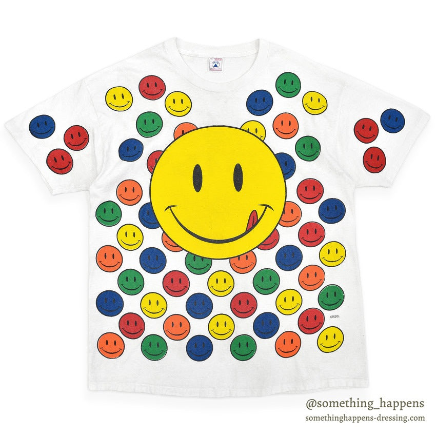 1990's DELTA SMILEY FACES PRINT T-SHIRT... XL