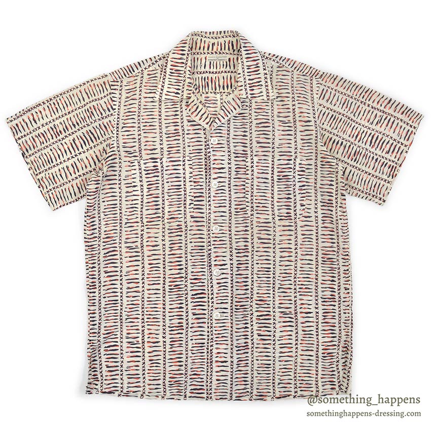 1950's GEOMETRIC PATTERN RAYON SHIRT...