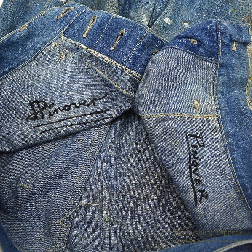 1940's U.S.NAVY WW2 DENIM TROUSERS PAINT SPLATTER/FADED ... W30/L30
