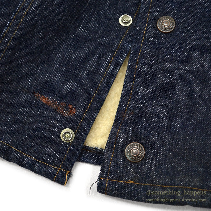 1960's LEVI'S 70579-0217 BIGE DENIM BOA VEST... 36