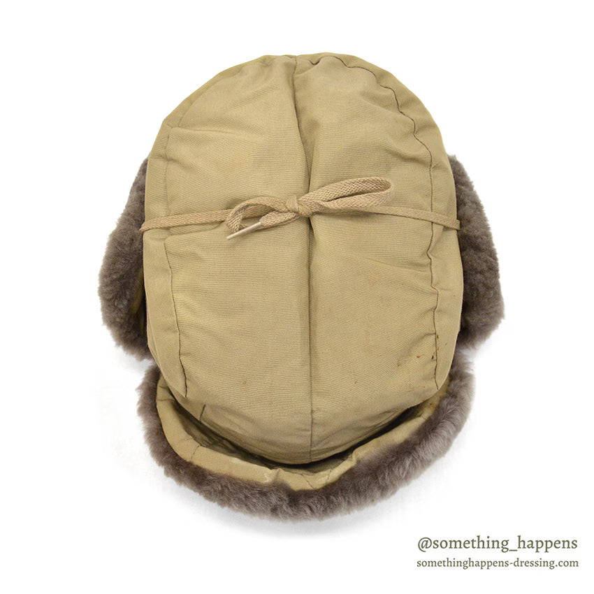 1960's EDDIE BAUER MOUTON FUR DOWN HAT / AUTUMN TAN...XL