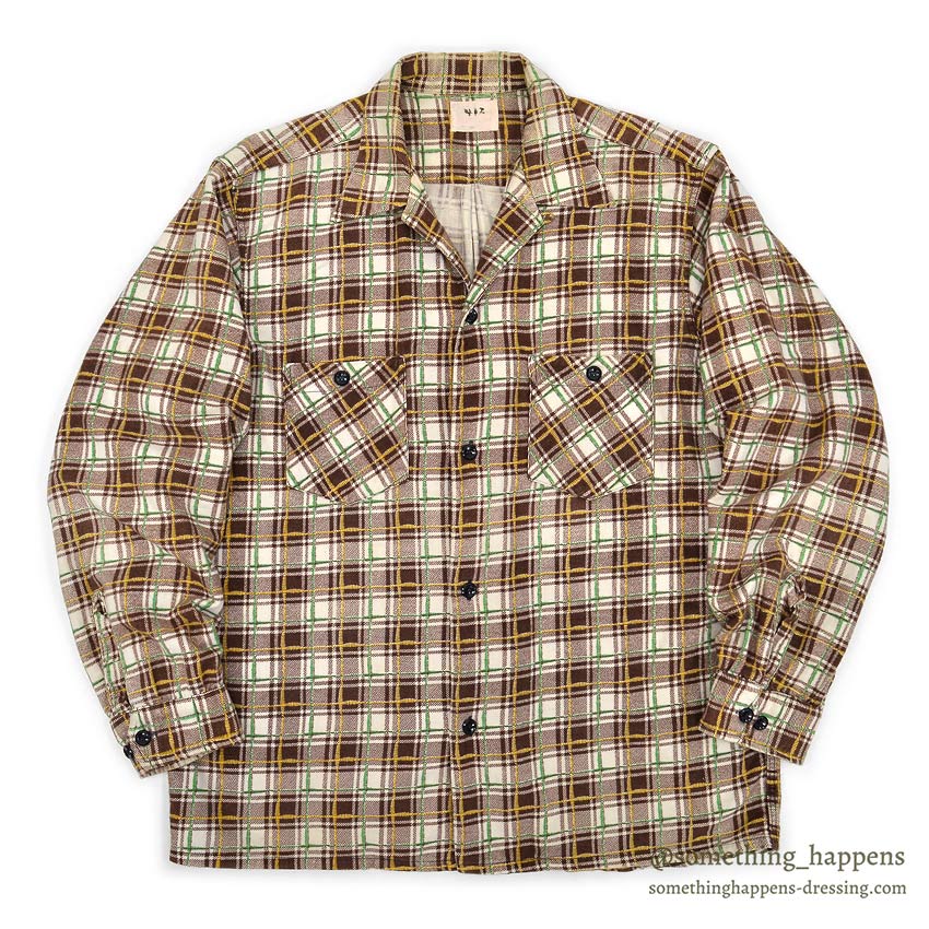 1950's OLD COTTON PRINT FLANNEL SHIRT...