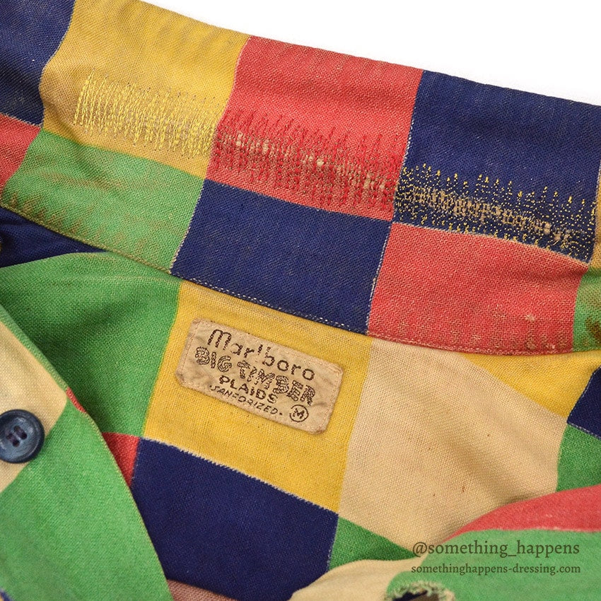 1950's Marlboro BIG TIMBER PRINT FLANNEL GAUCHO SHIRT / MULTI COLOR ... M
