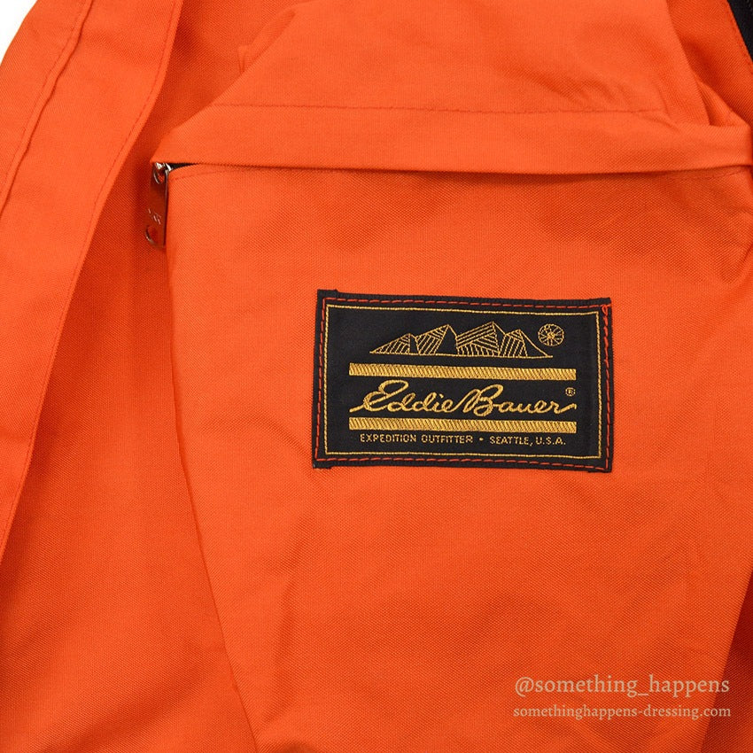 1970's EDDIE BAUER ORANGE NYLON/LEATHER RUCK SACK...