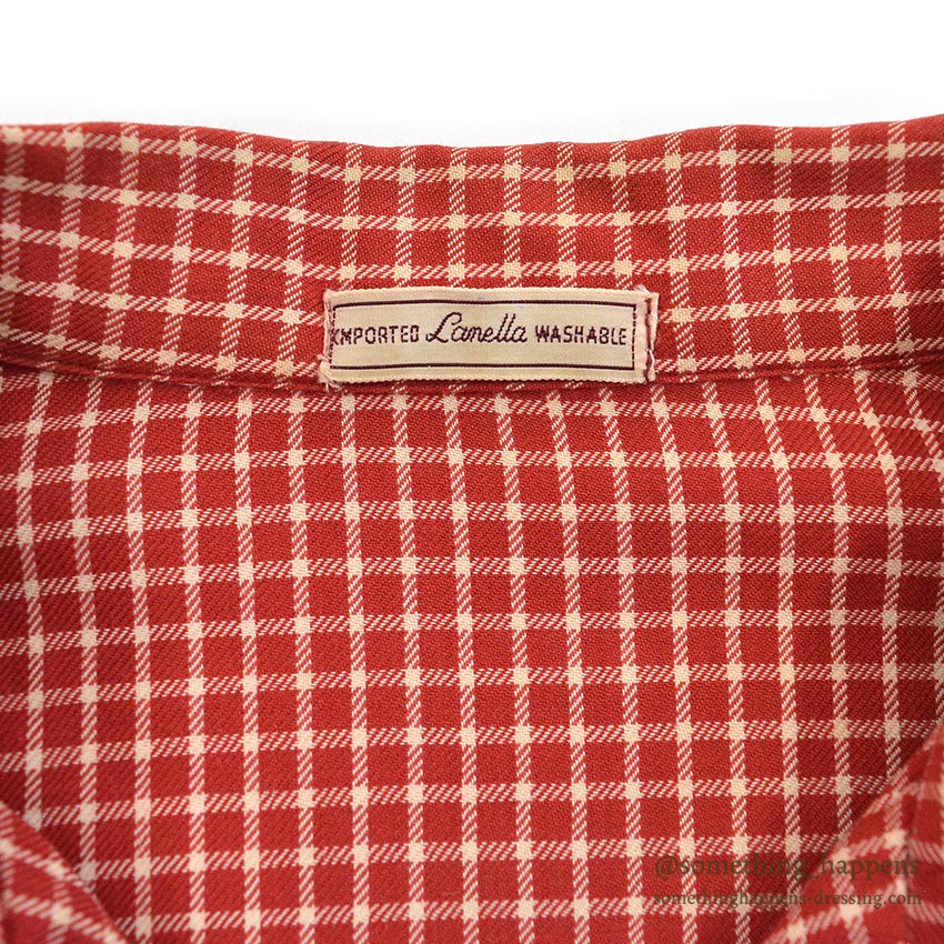 1950's LANELLA WEEKENDER RED/WHITE PLAID SHIRT ... ML