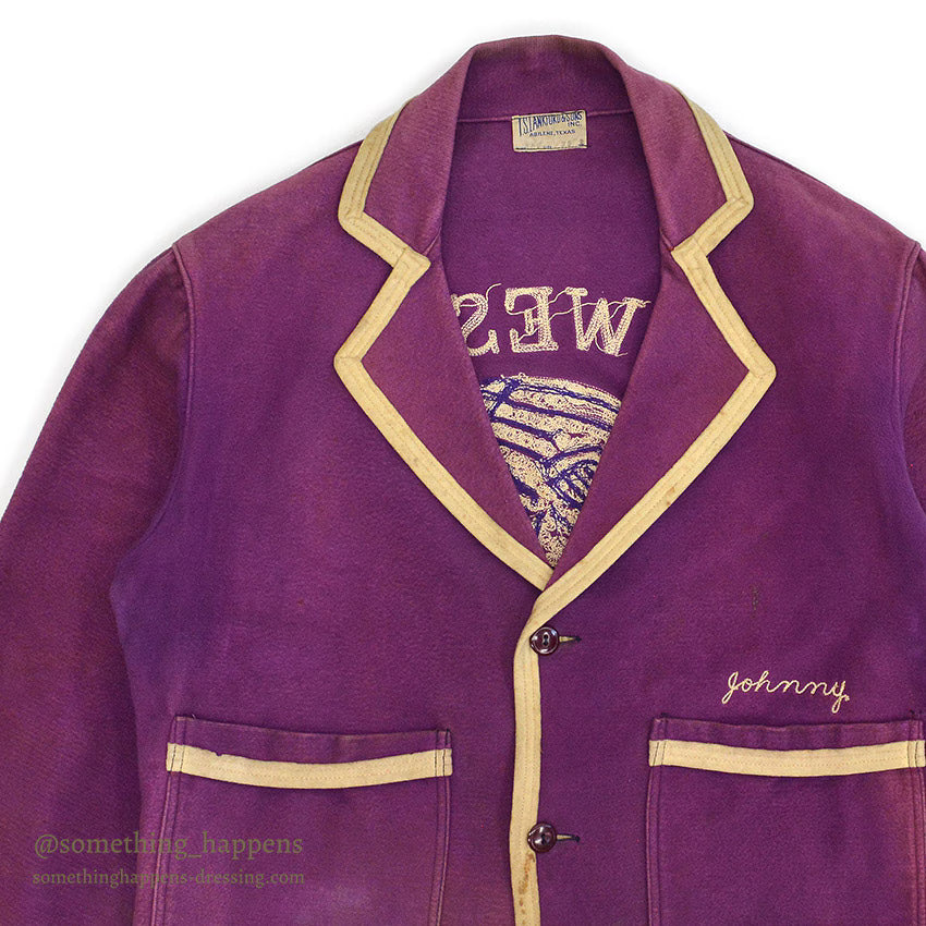 ~1940's TSLANKFORD & SONS IOWA WESLEYAN TIGER EMBROIDERY MOLESKIN JACKET...