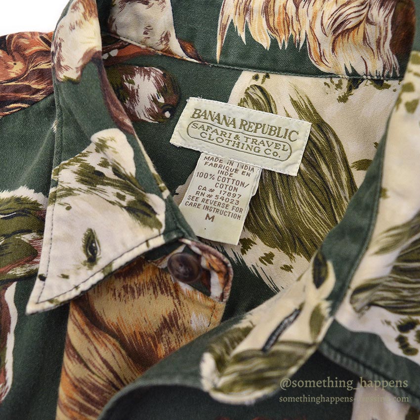 1980's BANANA REPUBLIC SAFARI & TRAVEL DOG ​​PRINT SHIRT 1 ... M