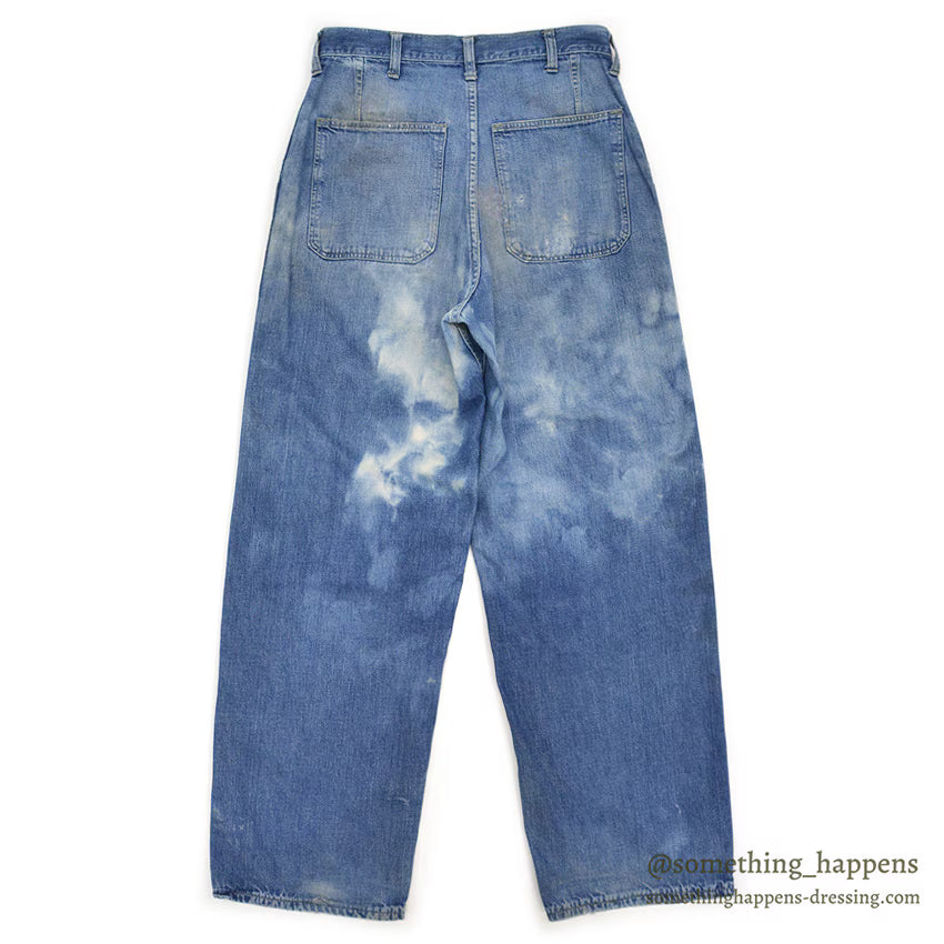 1940's U.S.NAVY BLEACHED DENIM TROUSERS / METAL BUTTON ... Fits W30