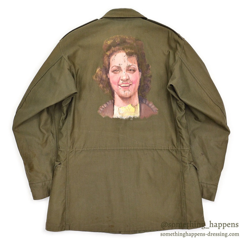 1940's WW2 M1943 FIELD JACKET / PORTRAIT PAINT, SUPER RARE ... 34L