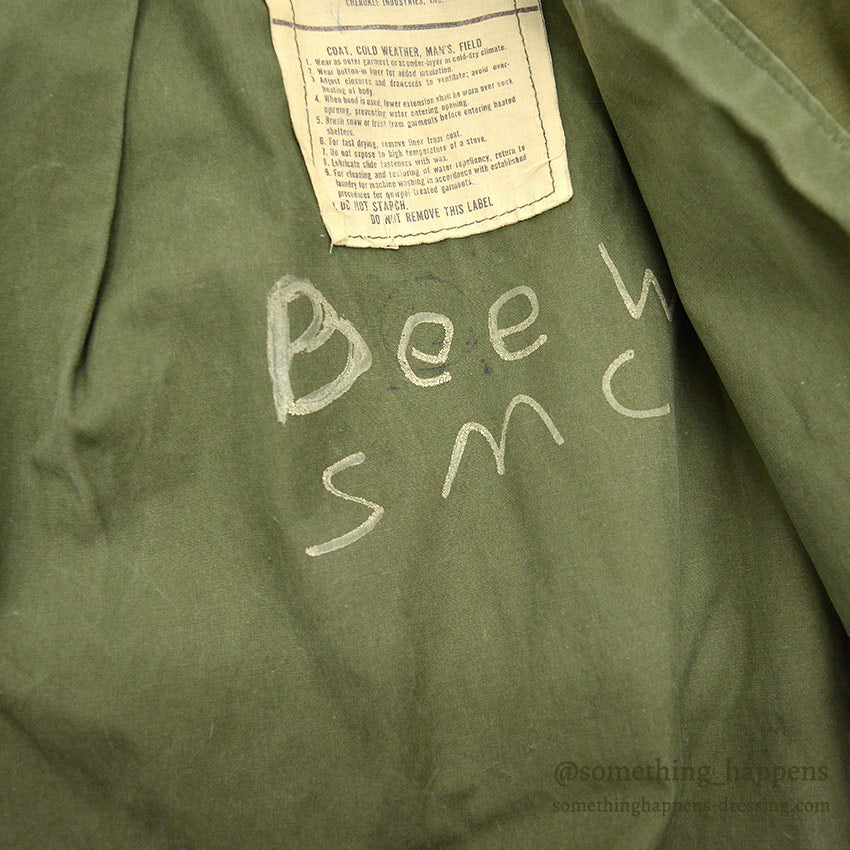 1970's M-65 USN MIUW-604 HAND PAINTED CAMO FIELD JACKET WITH LINER... MR