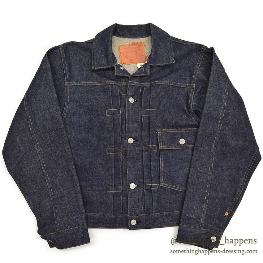 1940's DEADSTOCK FOREMOST BUCKLE BACK DENIM JACKET / LEATHER PATCH ... 36