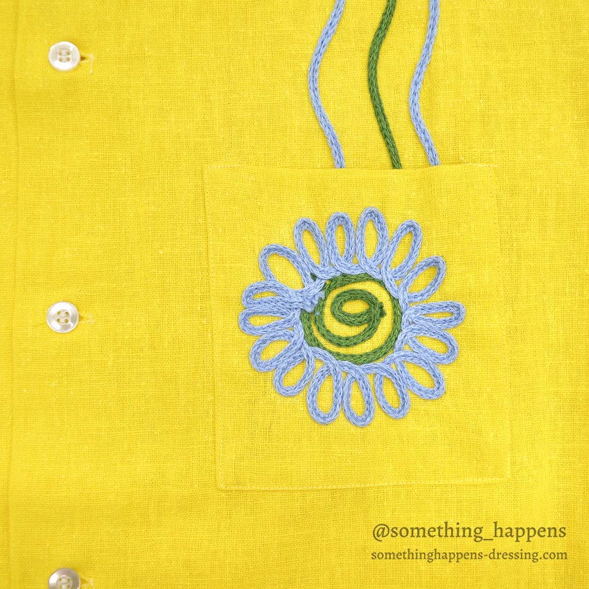 1960's DEADSTOCK CRESTMONT FLOWER EMBROIDERY S/S SHIRT ... M