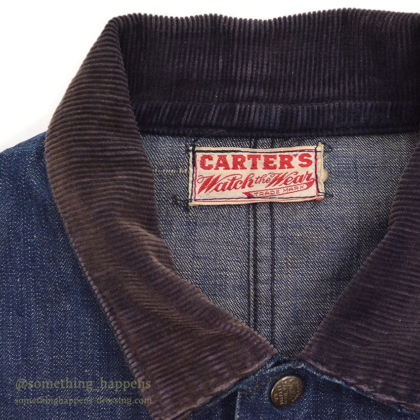 1940's CARTER'S WW2 DENIM COVERALL / TWO-POCKET, DARK...