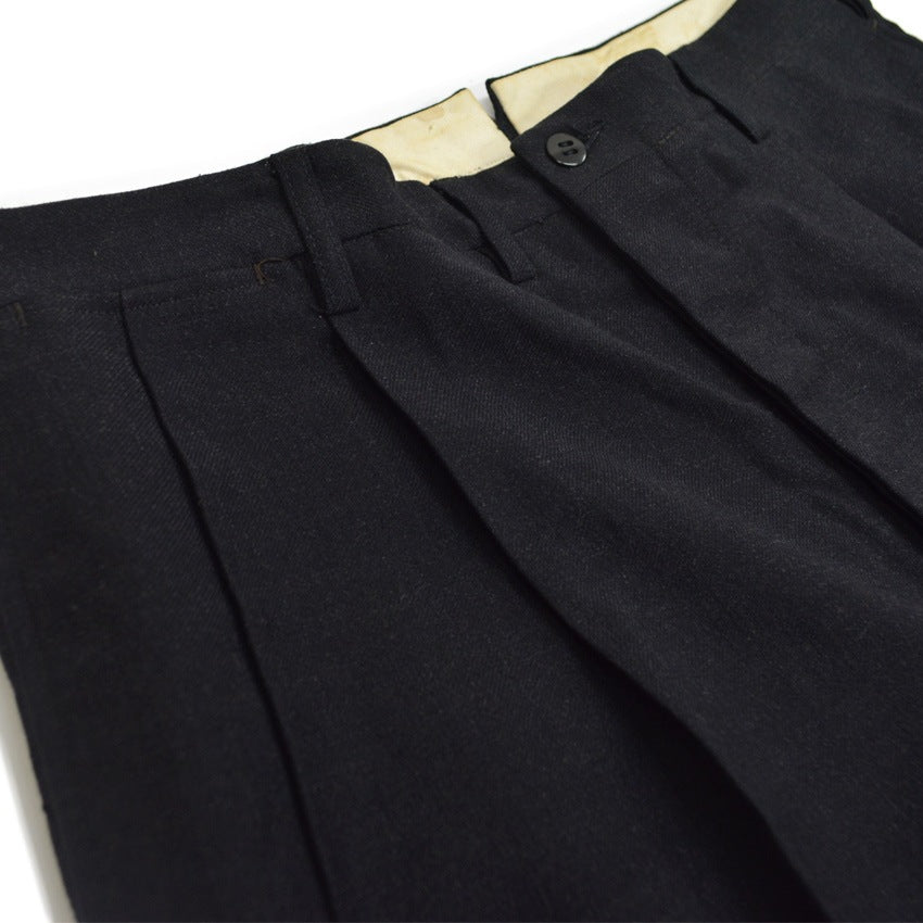 40's~ Black wool work trousers...W32×L32