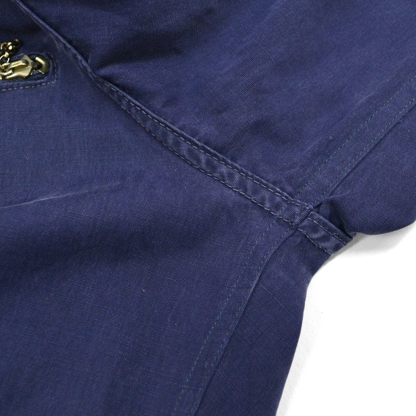 40's~ Cotton Half Zip Pull Over Shirts with Chinstrap...