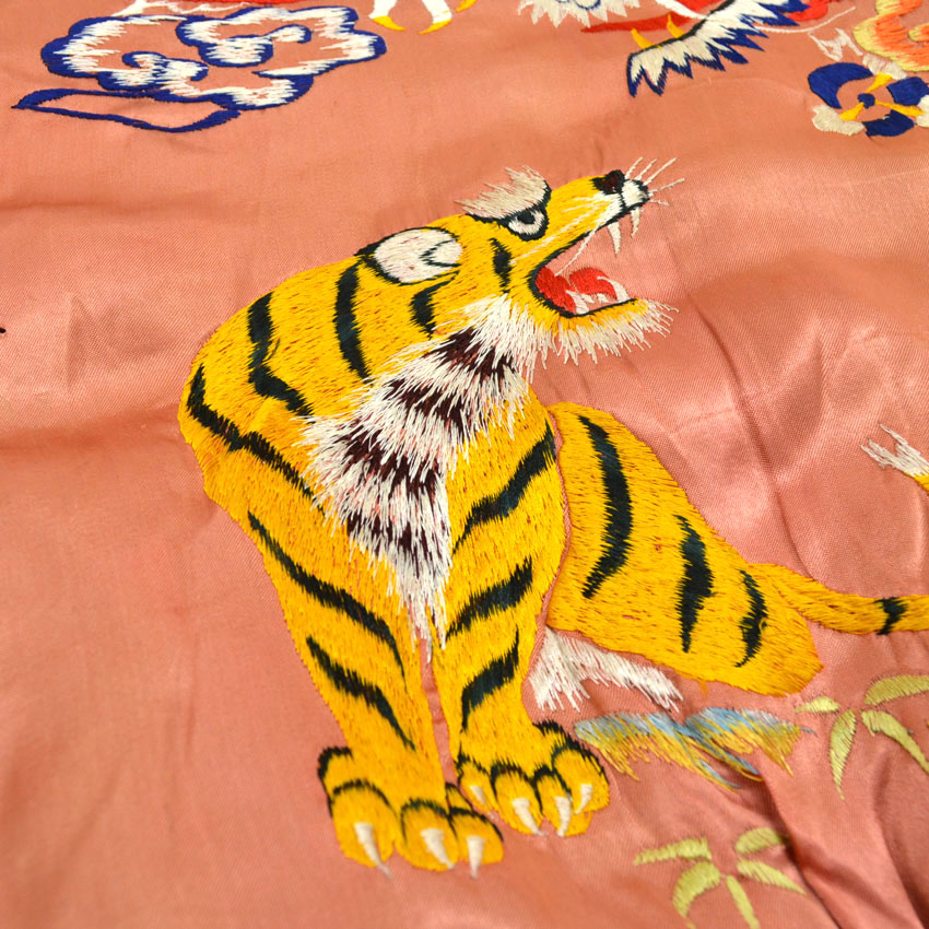 50s souvenir jacket スカジャン 龍と虎の刺繍 赤/シルバー 50's Japan