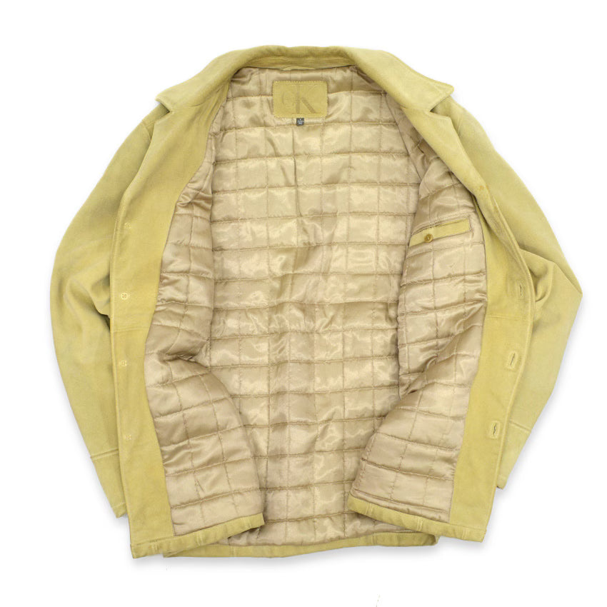 80s Calvin Klein suede leather jacket, made in Italy... L