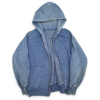 ~70's Faded Color Sweat Zip Up Hoodie with Separate Pockets...
