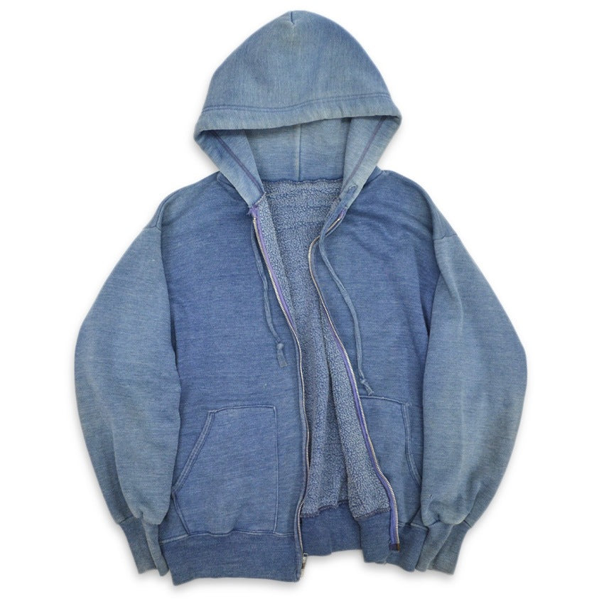 ~70's Faded Color Sweat Zip Up Hoodie with Separate Pockets...