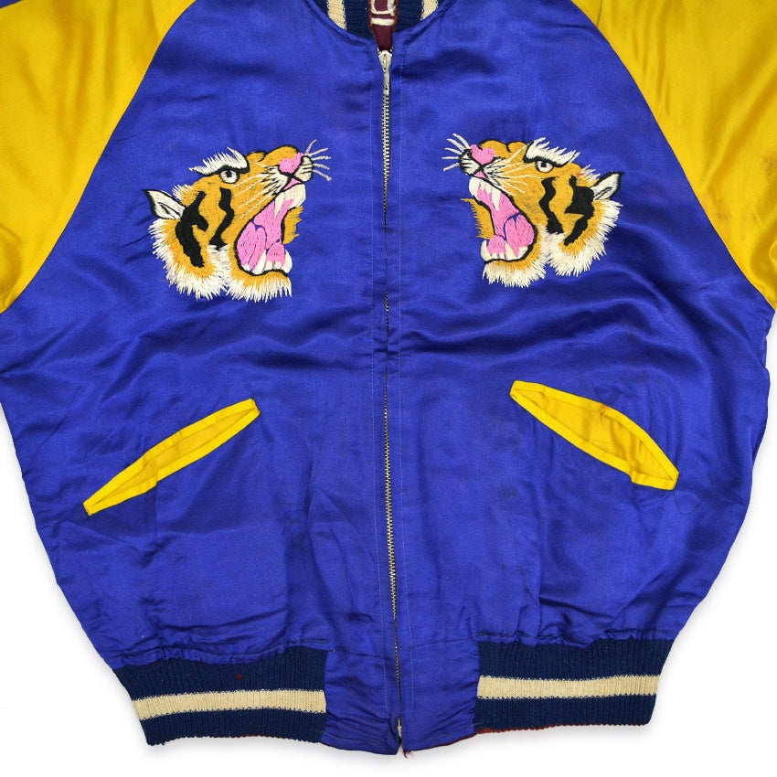 1950s Korea Map Souvenir Jacket (Sukajan) with Tiger, Dragon, and Eagle design, TTS zipper...