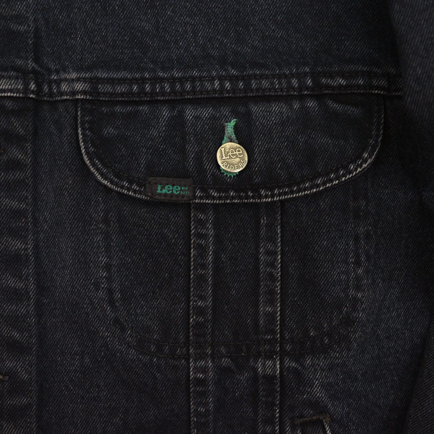 1980s Lee RIDER BLACK DENIM BIG SIZE with oversized patch... XL