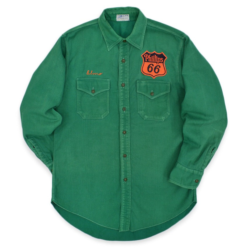 1940's〜 T.S.LANKFORD&SONS PHILLIP66 GREEN COTTON TWILL SHIRT ... 15