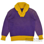 1930's~ TWO TONE SHAWL COLLAR PULLOVER WOOL SWEATER...
