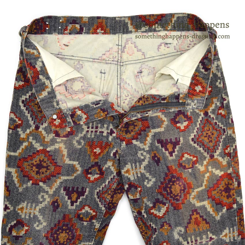 1960's~ LEVI'S BIG-E NATIVE PATTERN PRINT CORDUROY PANTS... W32 L28