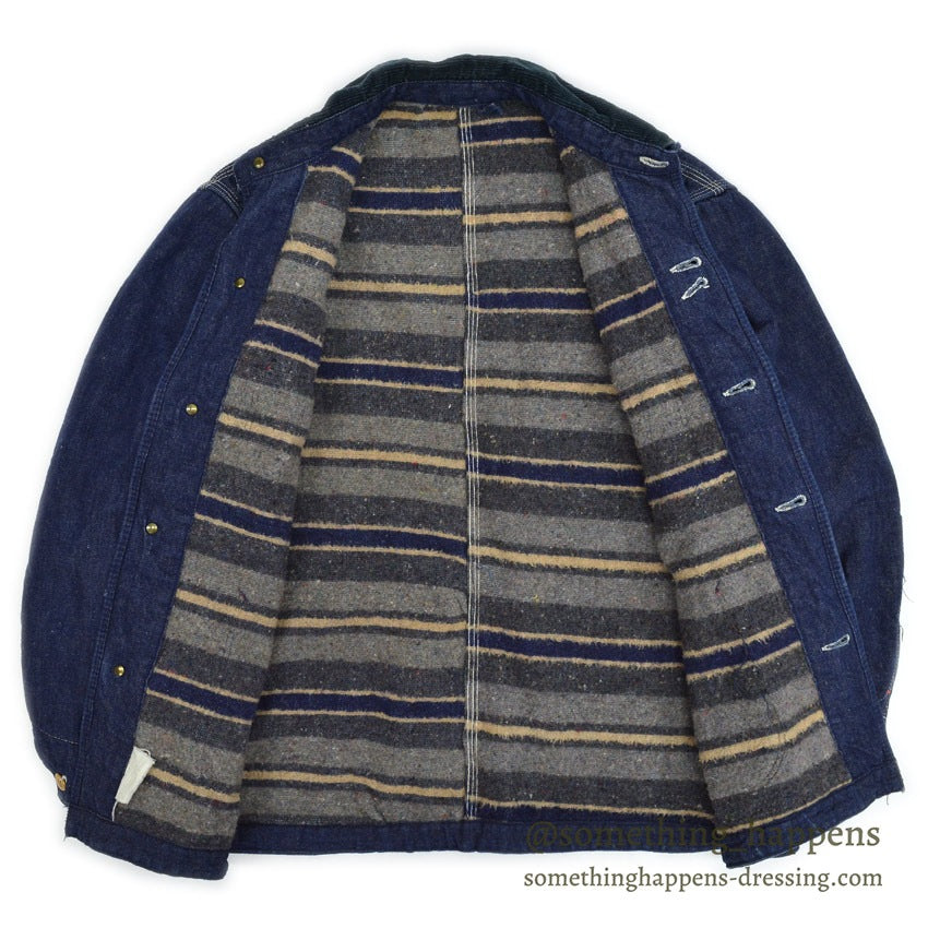 1950's UNKNOWN DENIM COVERALL BLANKET DARK... Fits like 36
