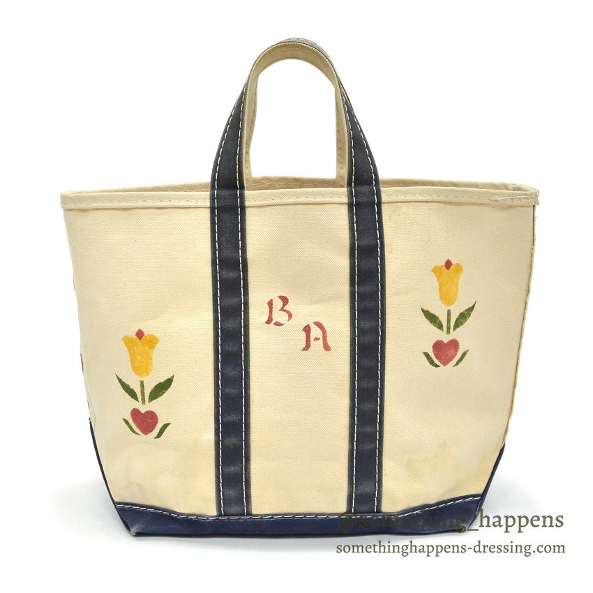 1980's L.L.BEAN ART PAINT BOAT AND TOTE NAVY ... MEDIUM