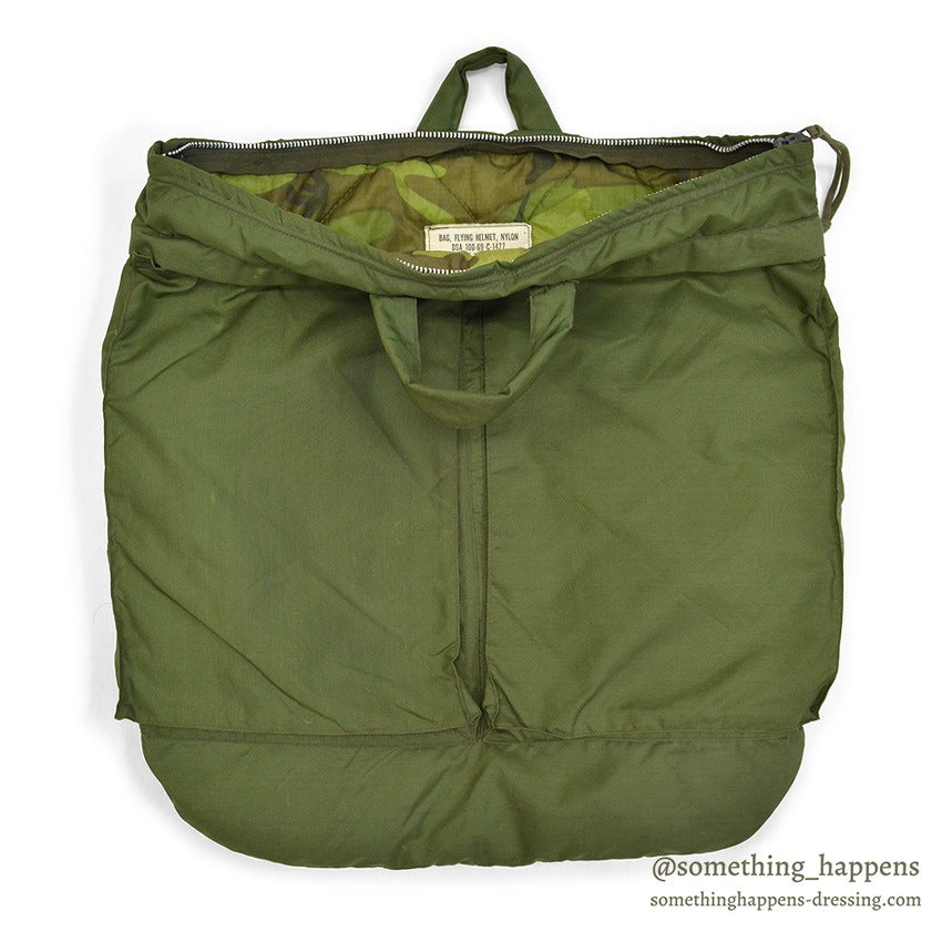 ~1970's USAF BAG, FLYING HELMET, NYLON CAMO LINING ...
