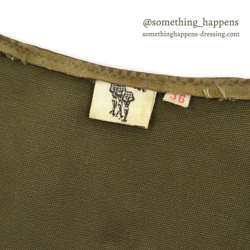 ~1970's SAFARI HUNTING CANVAS & LEATHER VEST MADE IN SPAIN...