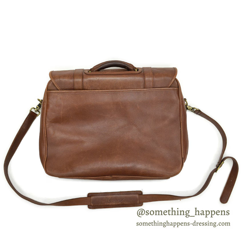 1990's EDDIE BAUER BROWN LEATHER SATCHEL BAG...