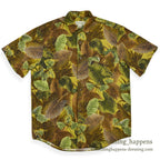 1980's BANANA REPUBLIC SAFARI & TRAVEL LEAF PRINT S/S SHIRT ... S