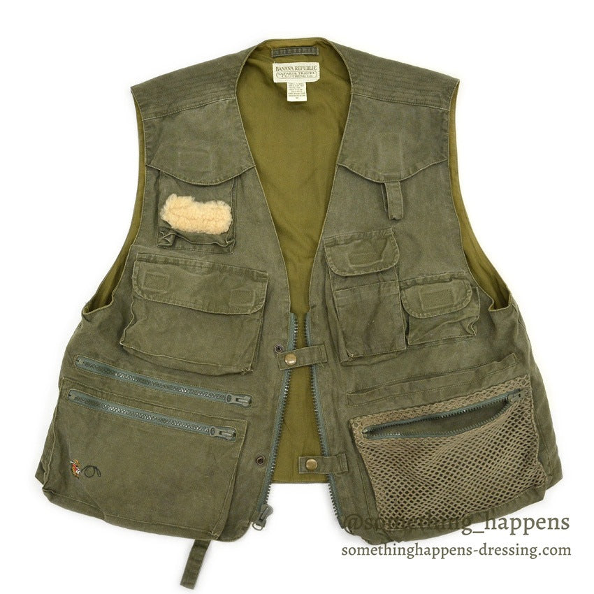 1980's BANANA REPUBLIC FISHERMAN COTTON VEST ... M