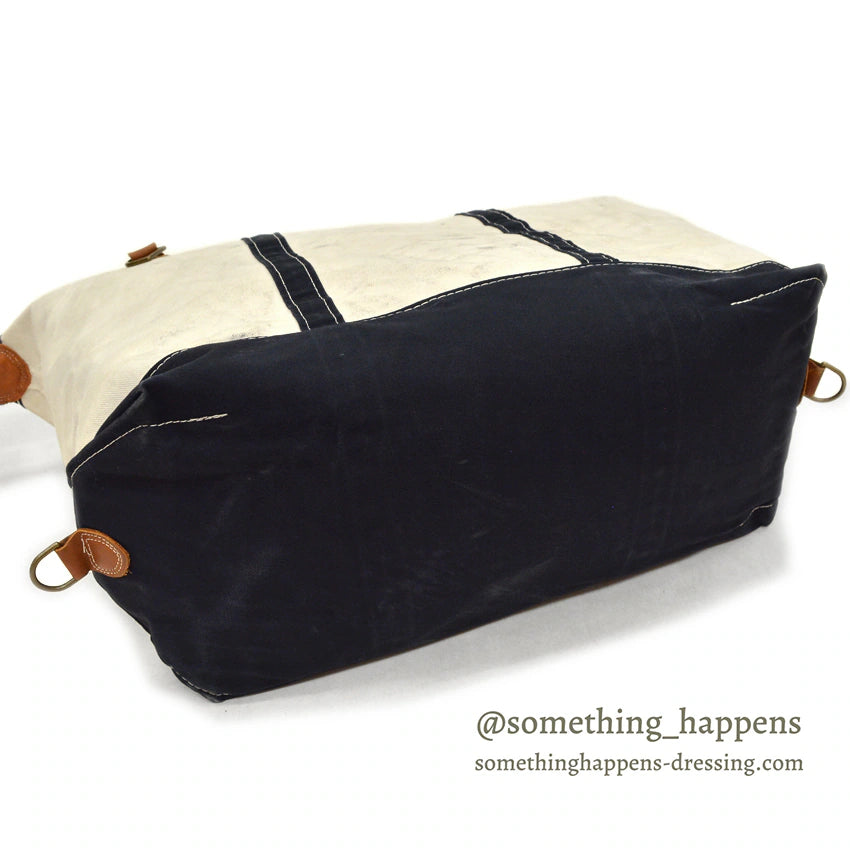 L.L.BEAN LEATHER HANDLE ZIP-TOP TOTE, BOSTON BAG BLACK ... USA製