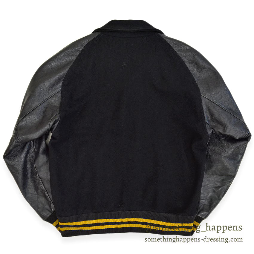 1950's BLACK WOOL & LEATHER LETTERMAN JACKET...