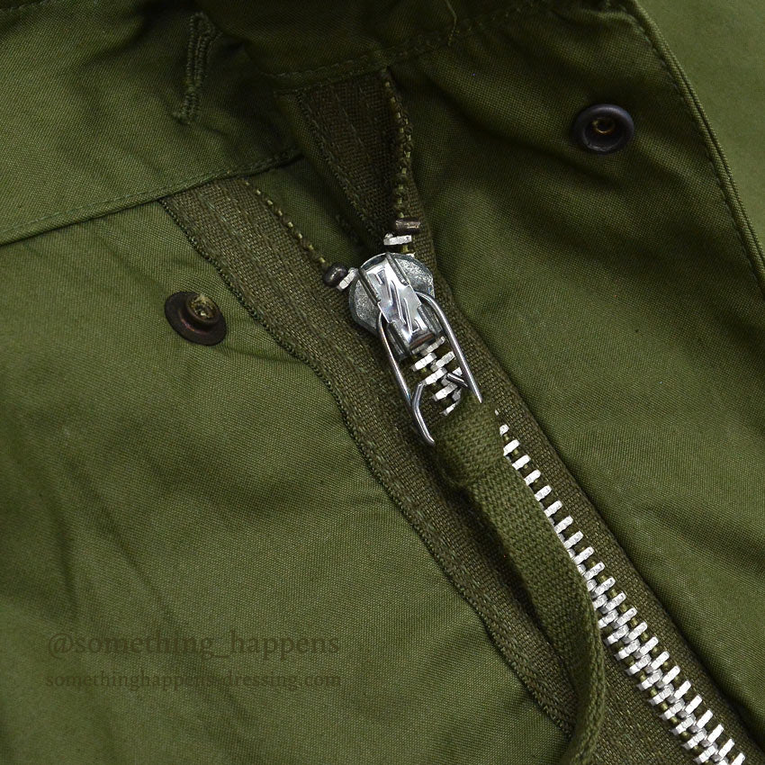 1960s Deadstock US Army Parka, Men's, M-65, Aluminum Zipper... Medium
