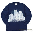 1990's ONEITA POLAR BEAR PRINT L/S T-SHIRT NAVY ... LARGE