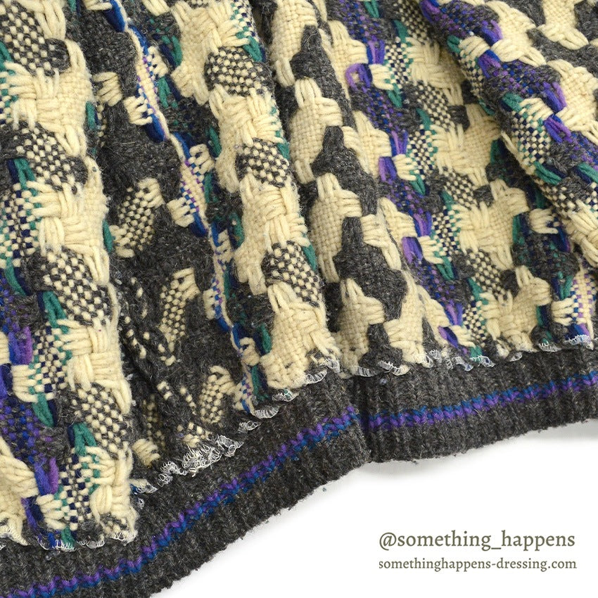 OLD ECUADOR HAND MADE WOOL KNIT CARDIGAN...