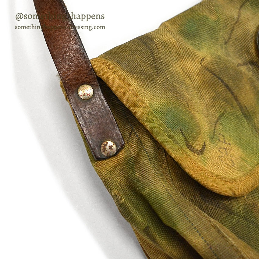 1940's~ WW2 ERA HAND PAINTED CAMO CANVAS BAG...