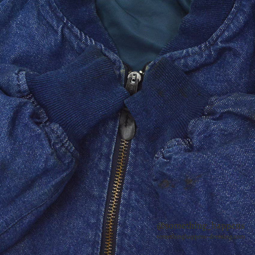 1980's~ HOPE MANUFACTURING, INC. MA-1 DENIM/NYLON FLIGHT JACKET ... L