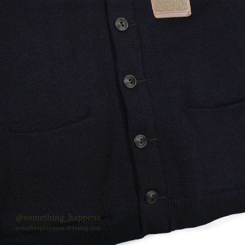 1940's CHAMPION 'P' DARK NAVY WOOL CARDIGAN COAT ... Fits like XL