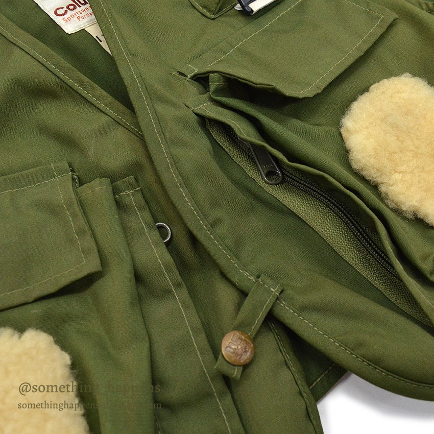 1980's COLUMBIA FISHING VEST OLIVE ... SMALL